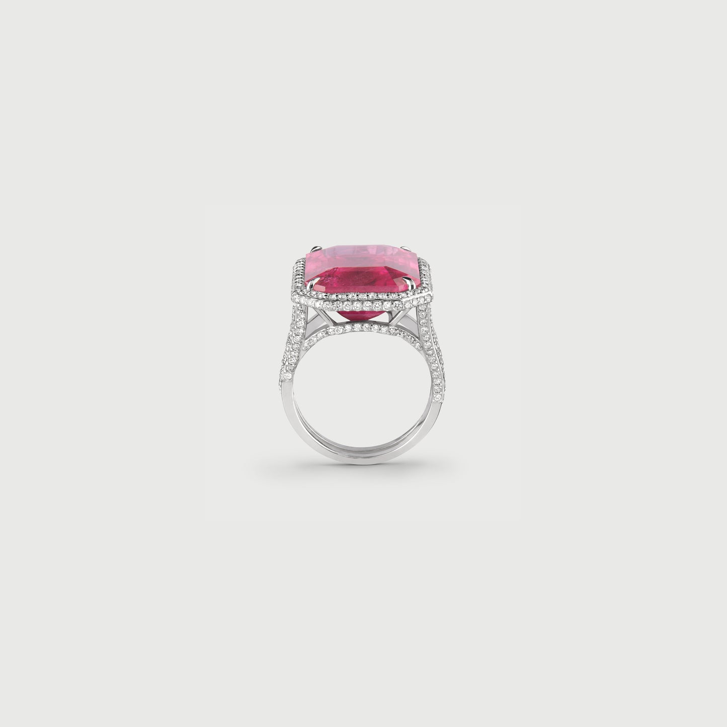 Rubellite Tourmaline and Diamonds Cocktail Ring