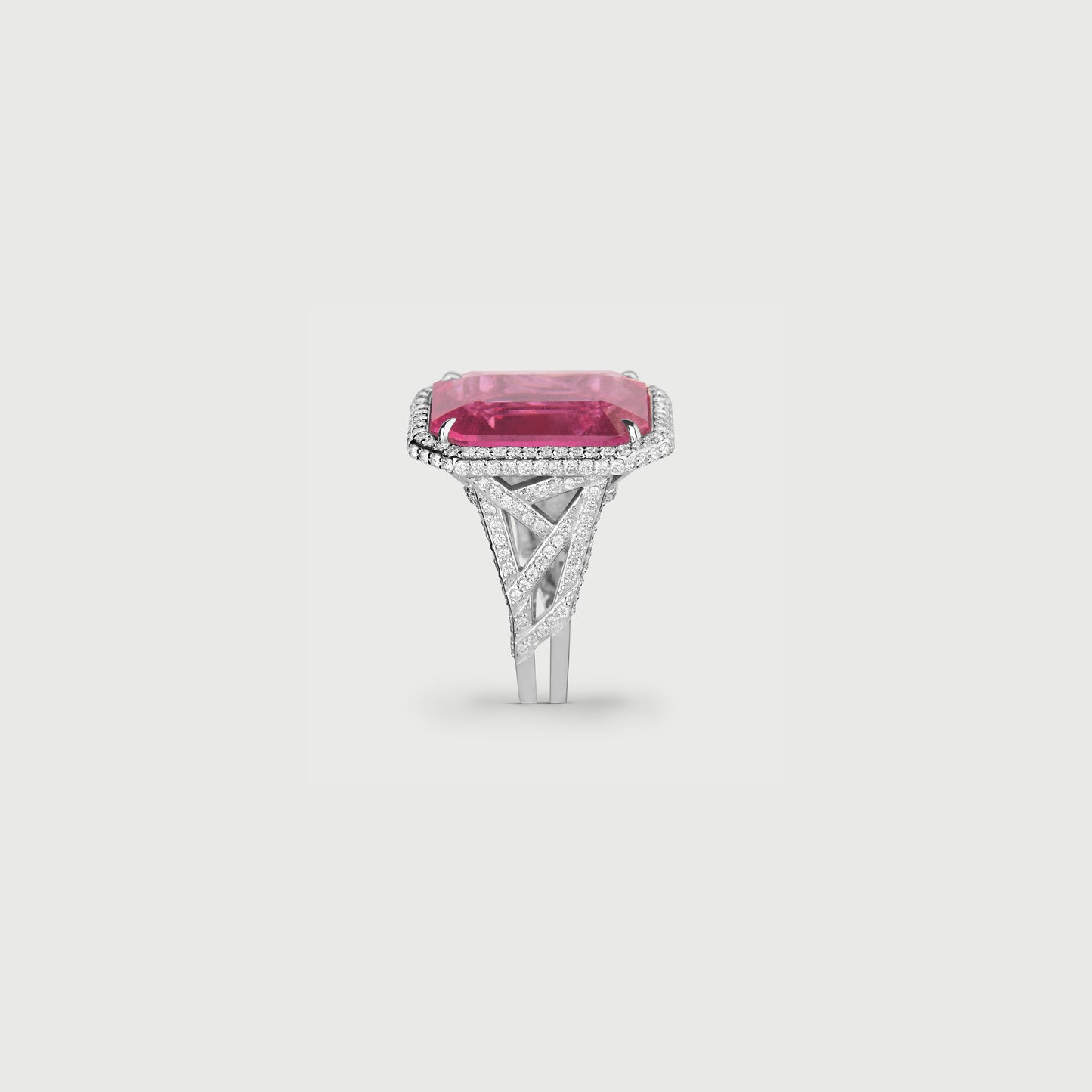 Rubellite Tourmaline and Diamonds Cocktail Ring