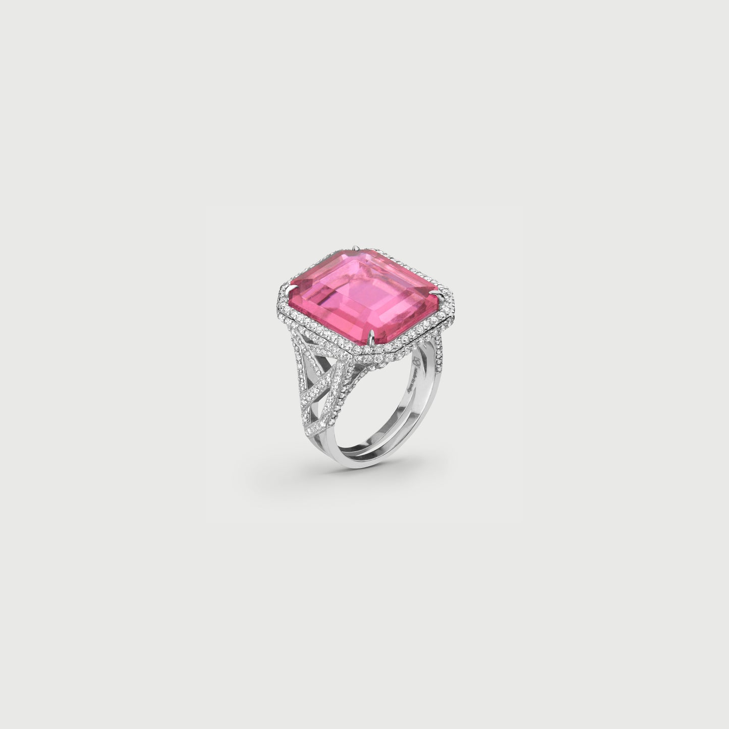 Rubellite Tourmaline and Diamonds Cocktail Ring