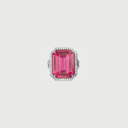 Rubellite Tourmaline and Diamonds Cocktail Ring