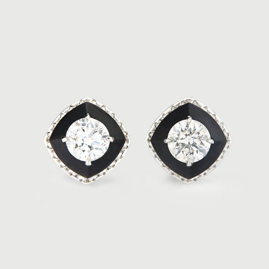 Black Titanium & White Diamonds Stud Earrings
