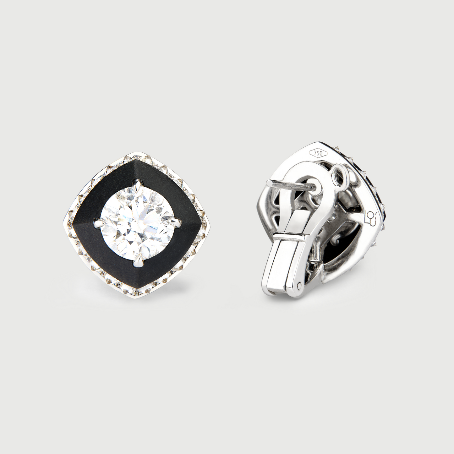 Black Titanium & White Diamonds Stud Earrings