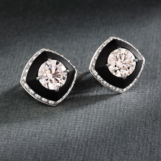 Black Titanium & White Diamonds Stud Earrings