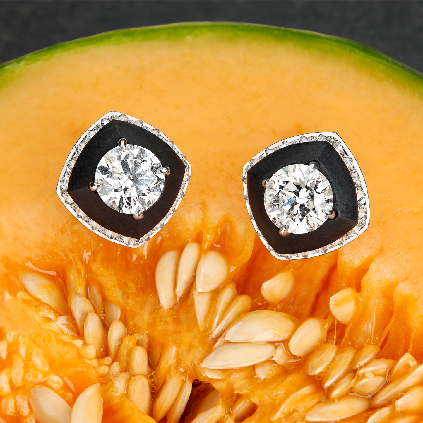 Black Titanium & White Diamonds Stud Earrings