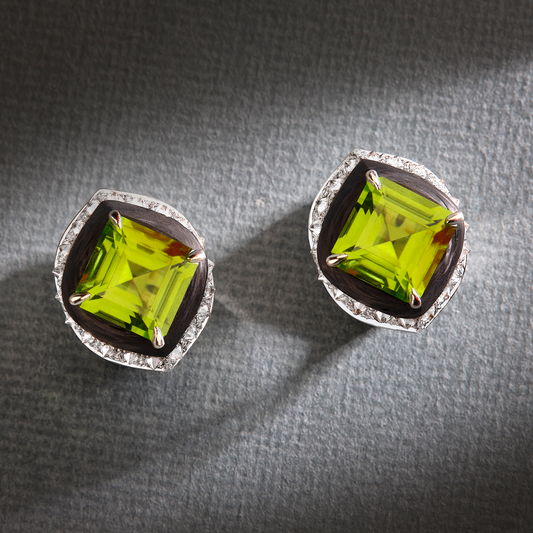 Peridot & Diamond Earrings