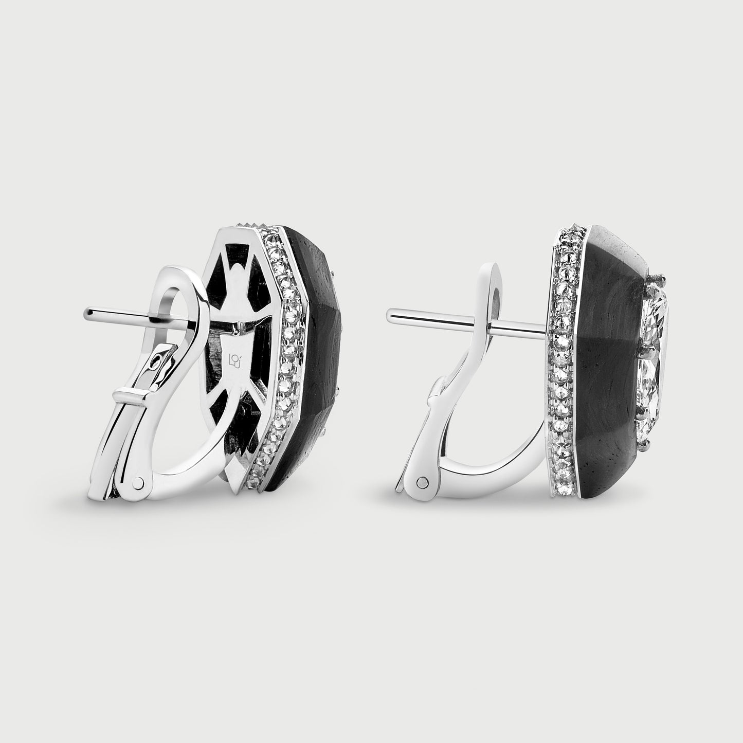 Carbon & White Diamonds Earrings | Louiza Jewellery | Hand-crafted in Italy