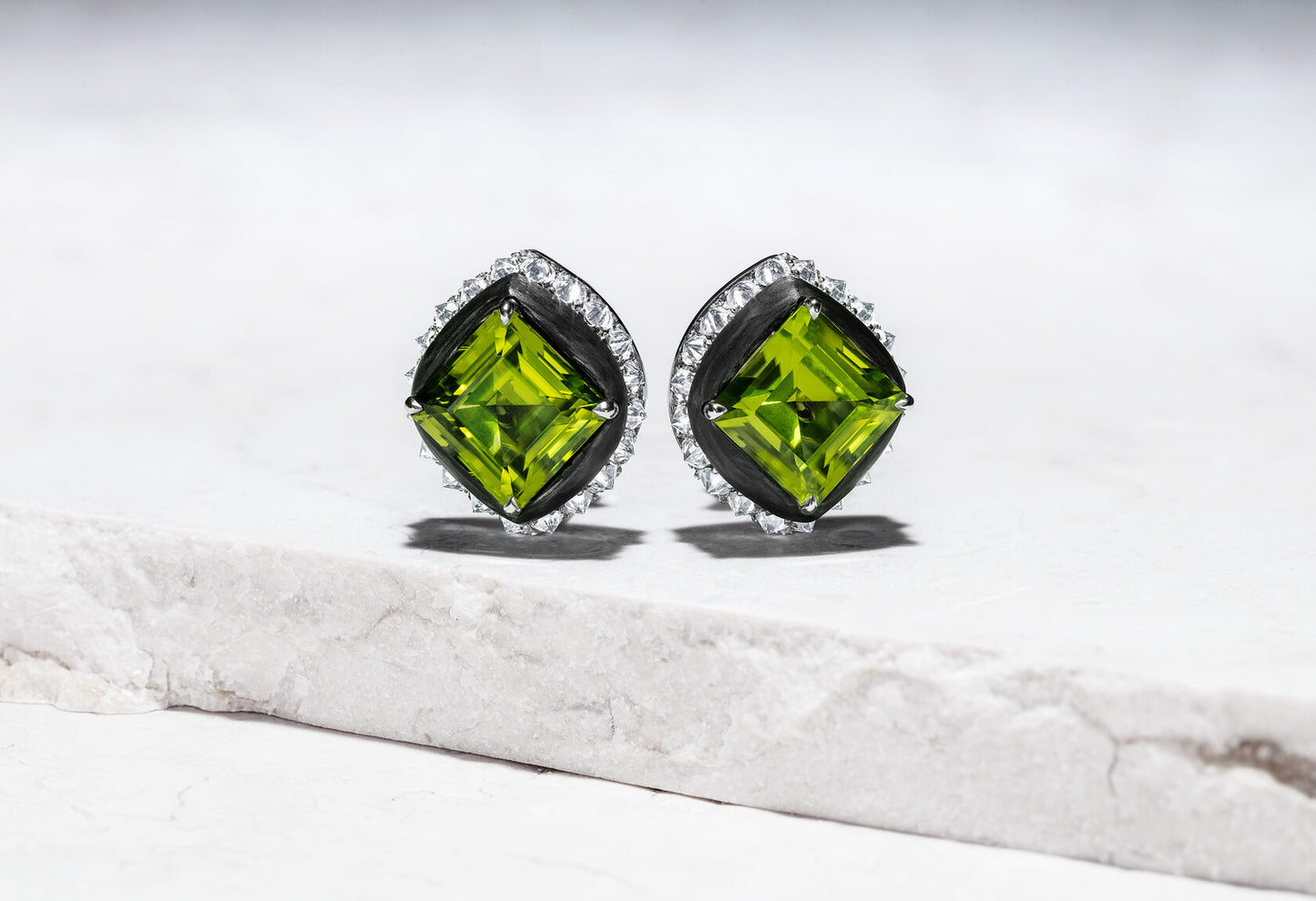 Peridot & Diamond Earrings