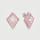 Diamond Earrings in Carved Pink Quartz