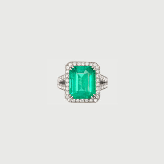 Columbian Emerald & Diamond Cocktail Ring