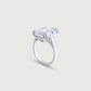 White gold ring with a large rectangular diamond on a light gray background