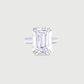 Diamond ring with emerald-cut gemstone on a light gray background
