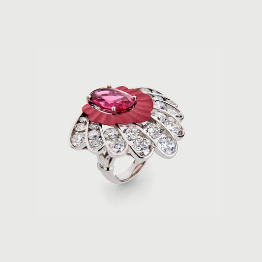 Rubellite & Diamond Ring