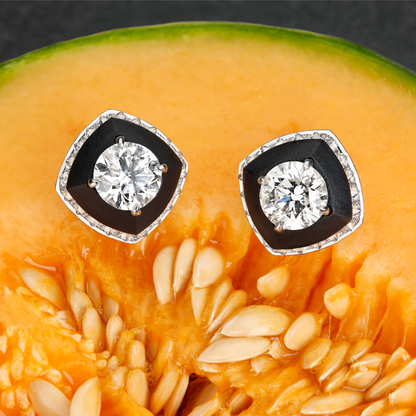 Black Titanium & White Diamonds Stud Earrings