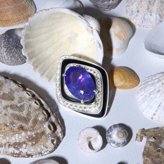 Tanzanite Brooch in Enamel