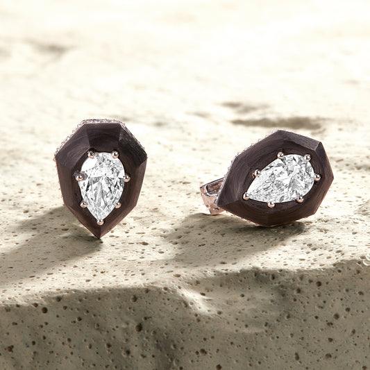 Carbon & White Diamonds Earrings from Louiza Jewellery