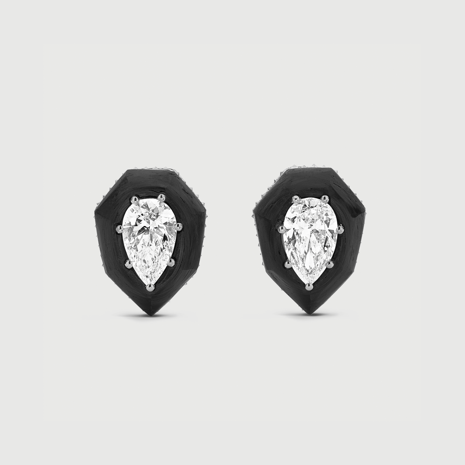 Carbon Fiber & White Diamonds Earrings